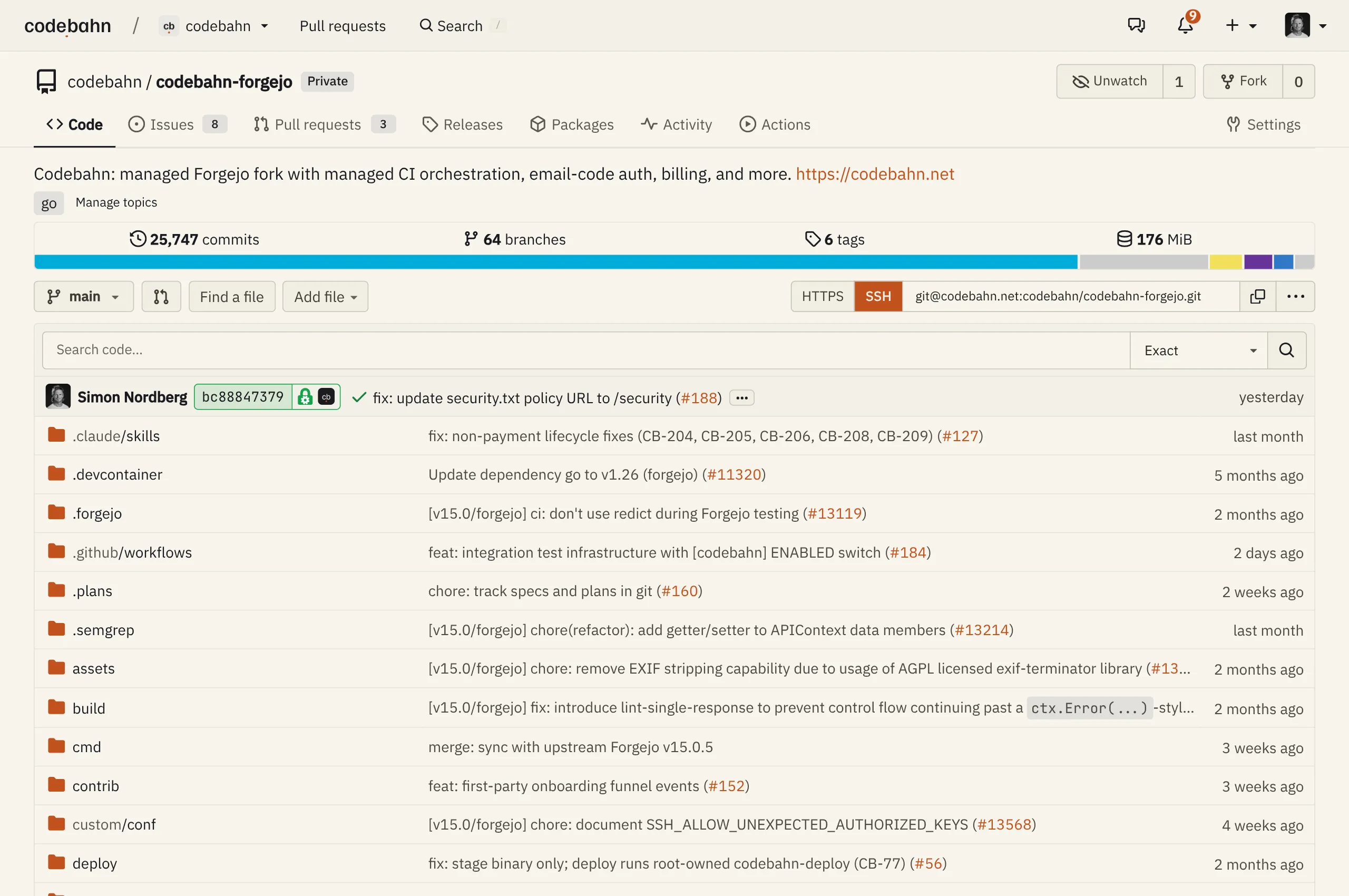 Repository view