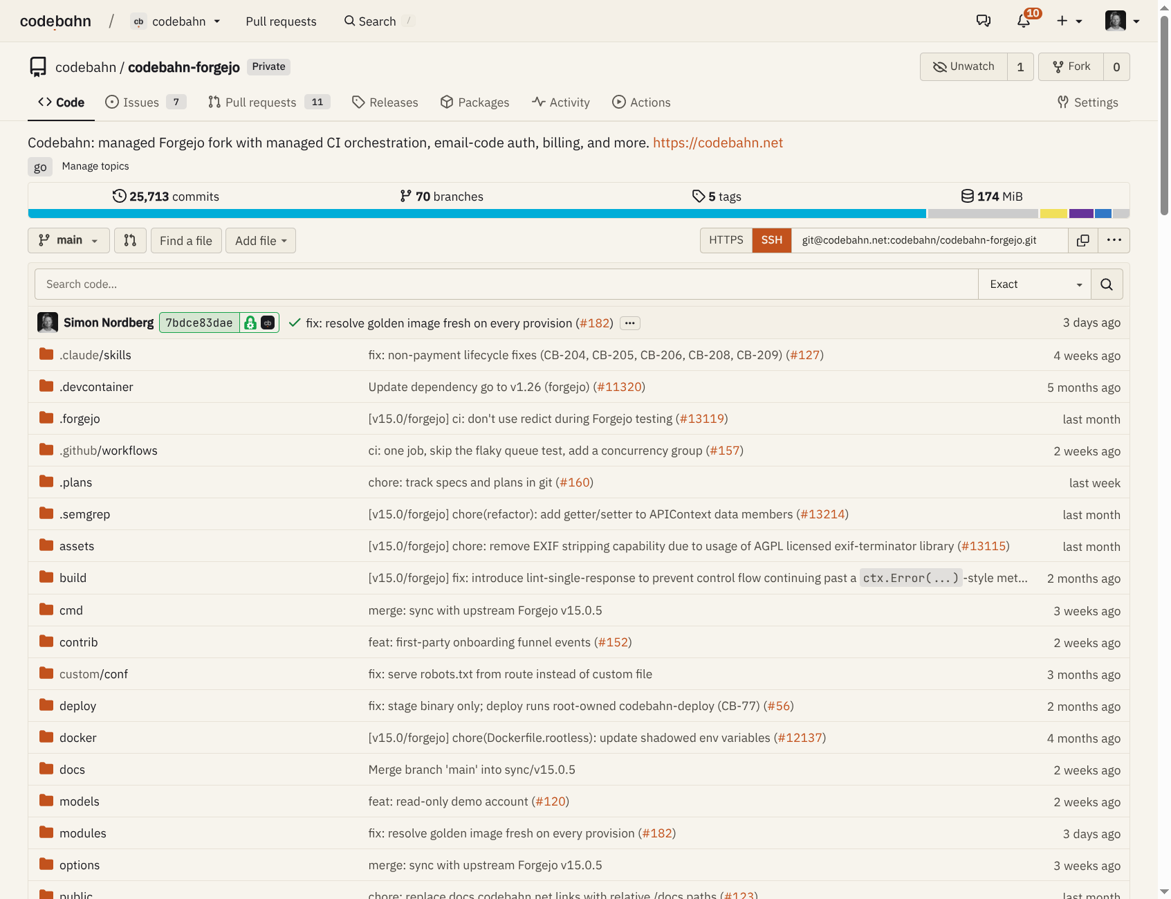Codebahn product screenshot, dark theme