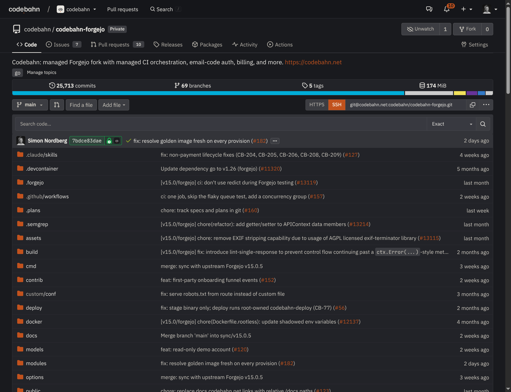 Codebahn product screenshot, light theme